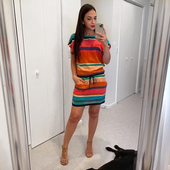 Twelfth Street by Cynthia Vincent Dresses & Skirts - CYNTHIA VINCENT Silk Striped Dropwaist Dress